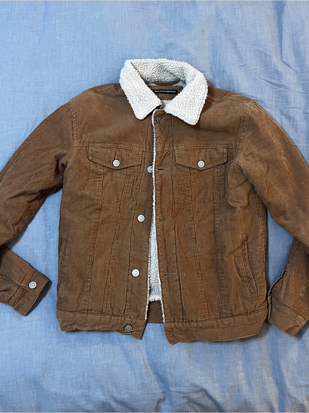 Brandy Melville Brown Corduroy Sherpa-Lined Jean Jacket